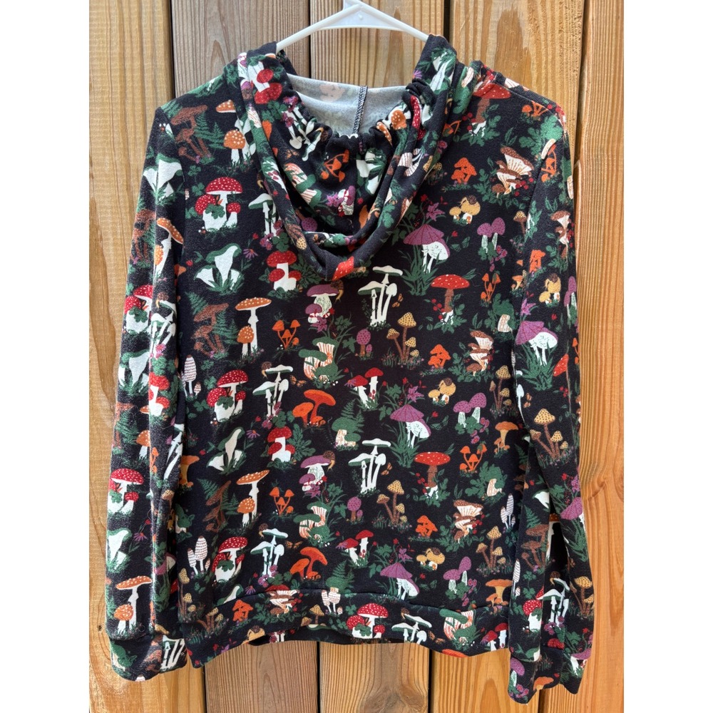 L.A. Soul Mushroom Print Hoodie Black Cottagecore Goblincore Pullover Small - Picture 4 of 7